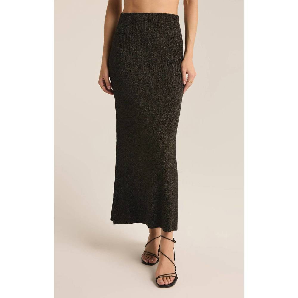 Z Supply Black Metallic Maxi Skirt